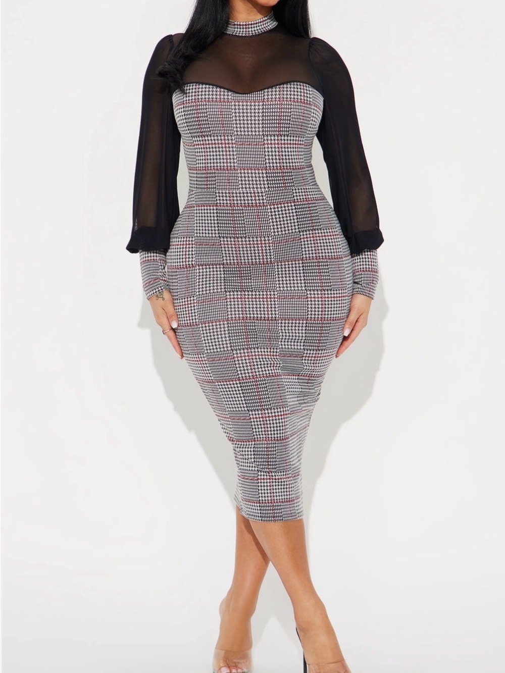 Hard to handle houndstooth midi - Fashion Nova